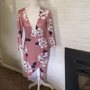 Fei tong faux wrap dress